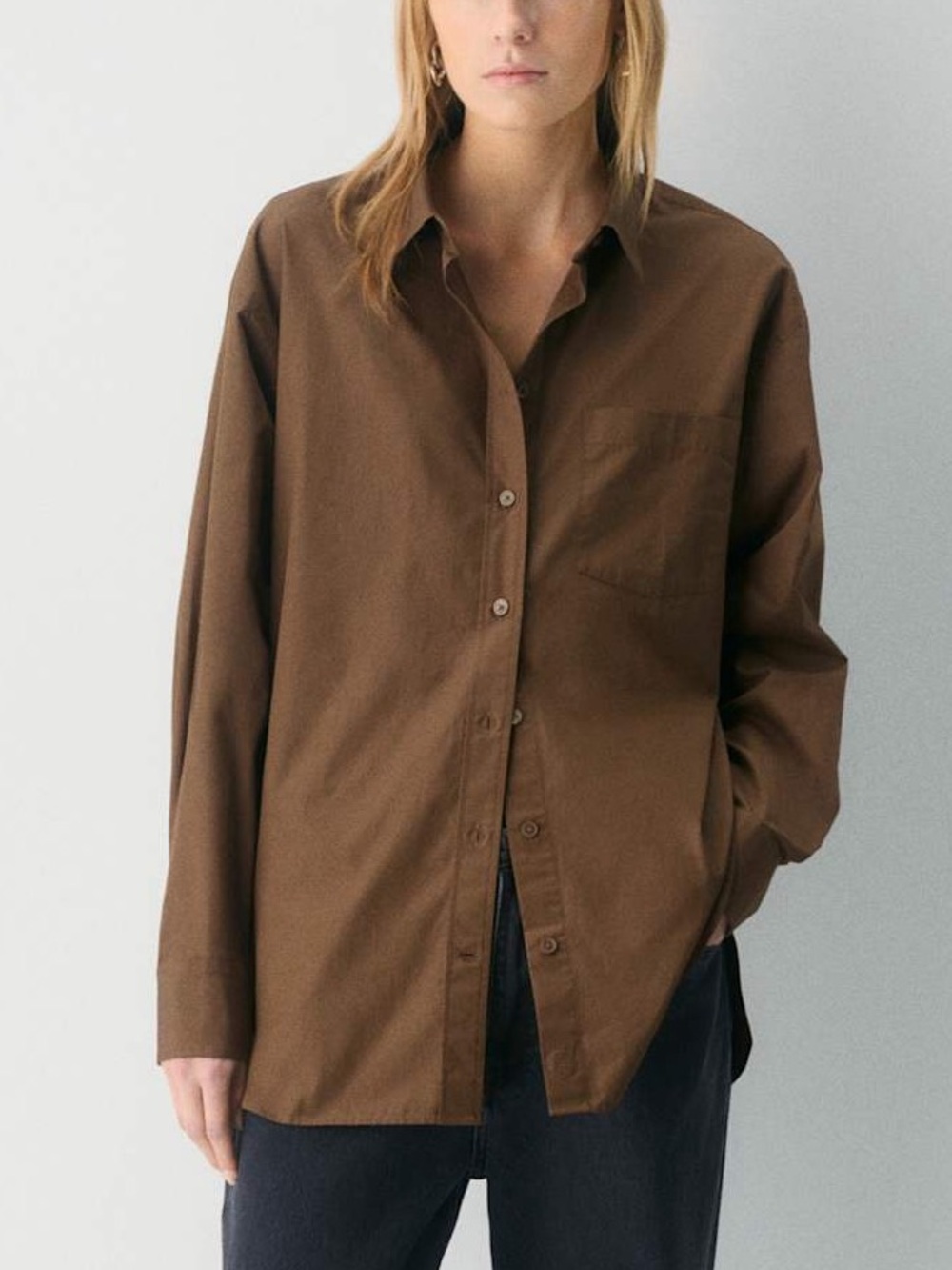 Aritzia Outro Oversized Poplin Shirt - S - Cello Brown